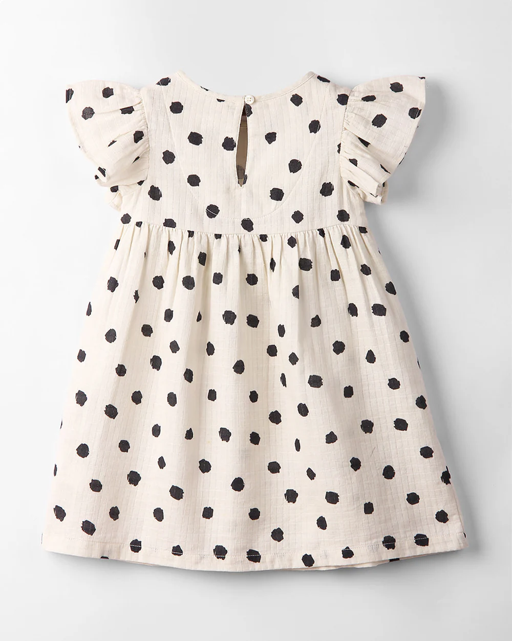 Beebay Off-White Frock Dress-Polka Dots-Cotton-For Infants - Image 2