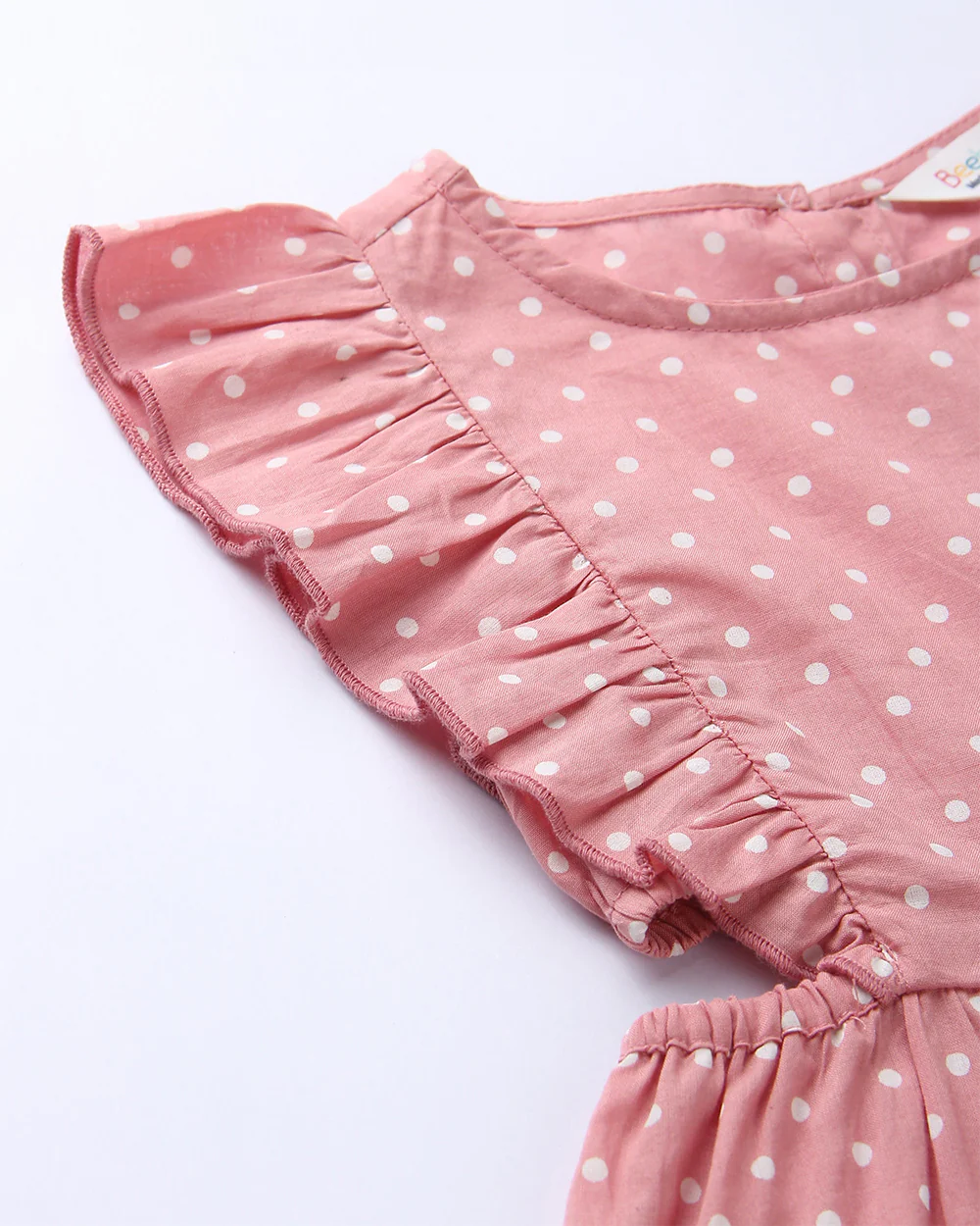 Beebay Pink Frock Dress-Polka Dots-Cotton-For Infants - Image 3
