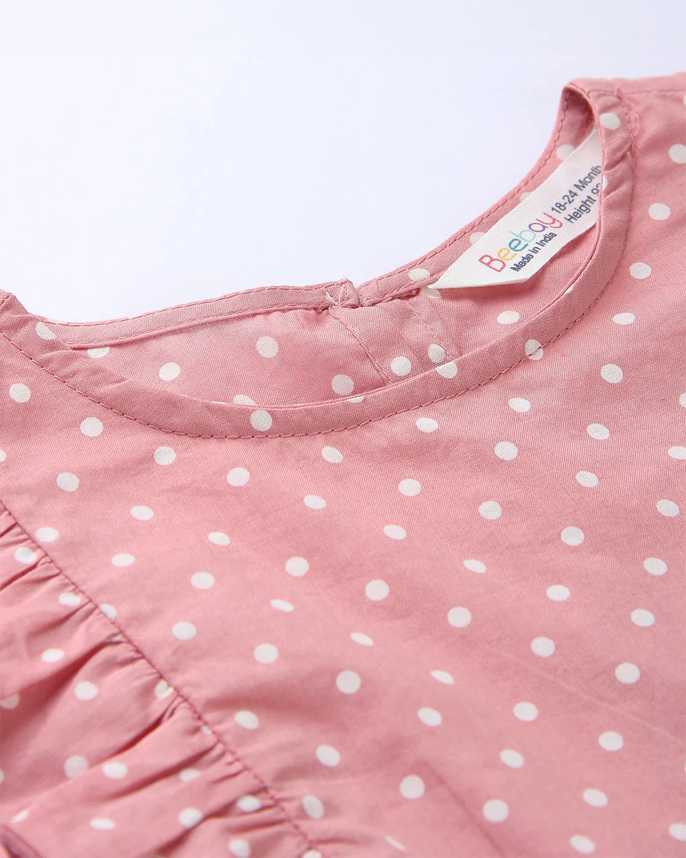 Beebay Pink Frock Dress-Polka Dots-Cotton-For Infants - Image 4