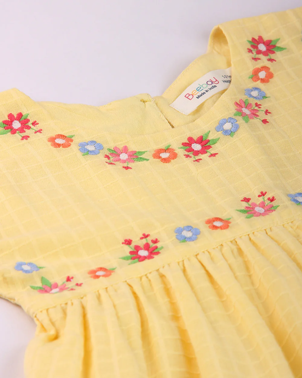 Beebay Yellow Frock Dress-Solid-Cotton-For Infants - Image 3