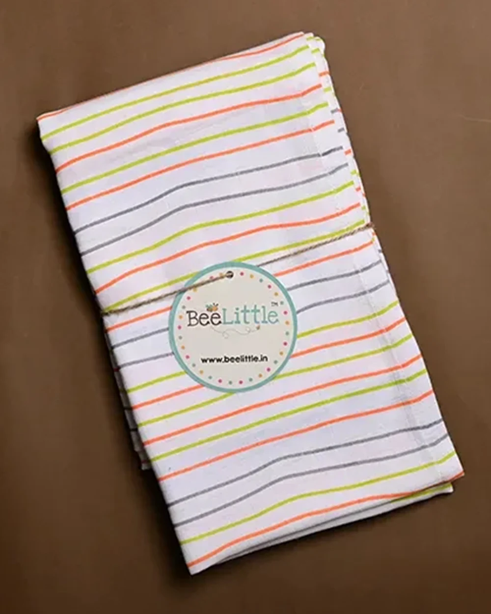 BeeLittle Baby Bath Towel-100% Organic Cotton Muslin-Solid Stripes