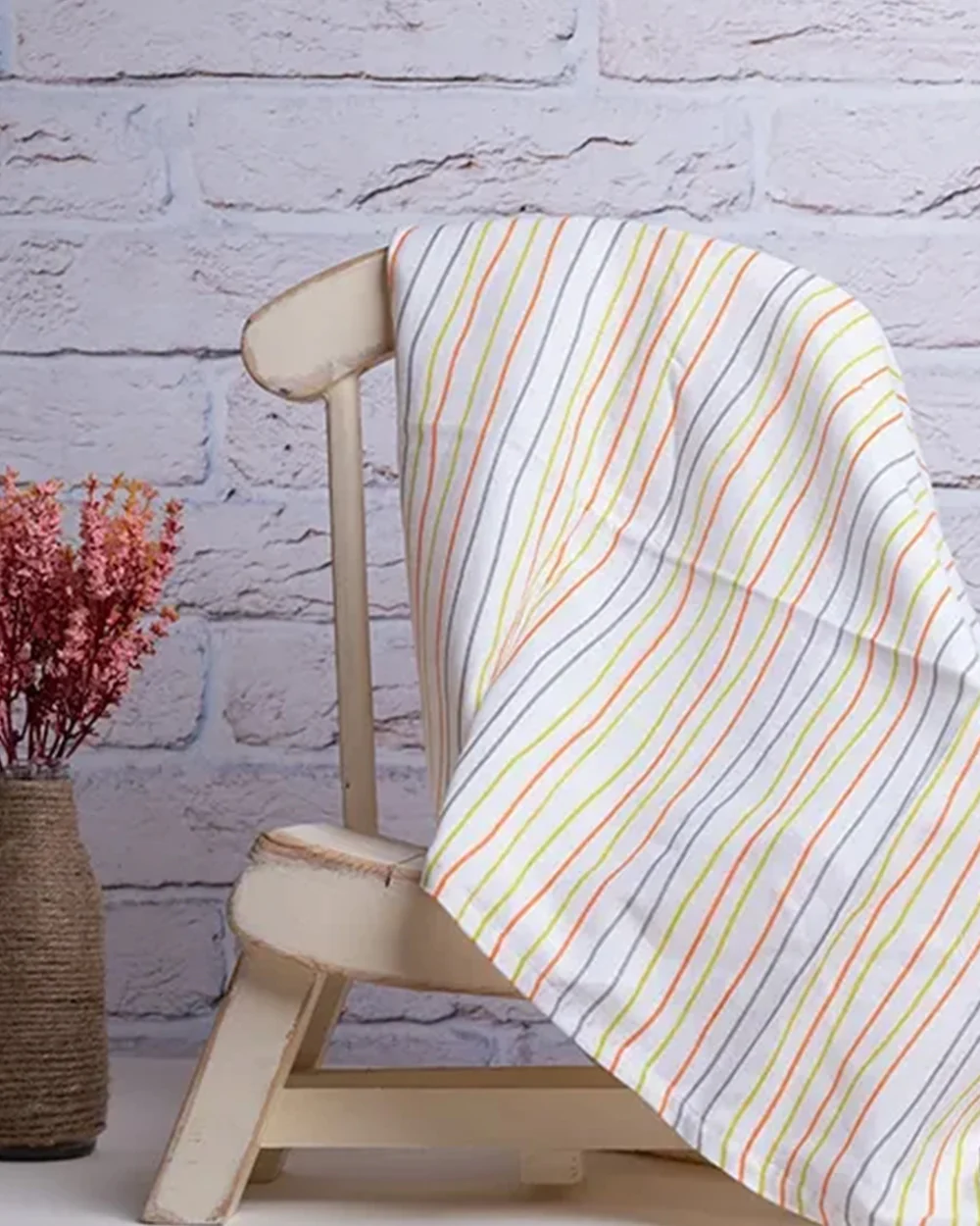 BeeLittle Baby Bath Towel-100% Organic Cotton Muslin-Solid Stripes - Image 2