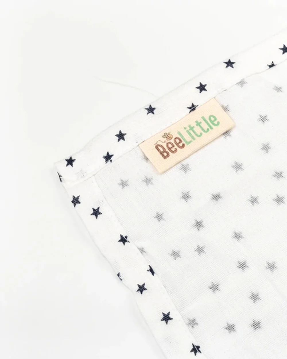 BeeLittle Baby Bath Towel-100% Organic Cotton Muslin-Navy Stars - Image 4