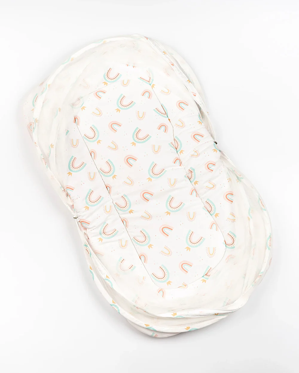 BeeLittle Baby Gadda Set-With Mosquito Net-Organic Cotton-Multicolor-New Rainbow-For Infants - Image 2