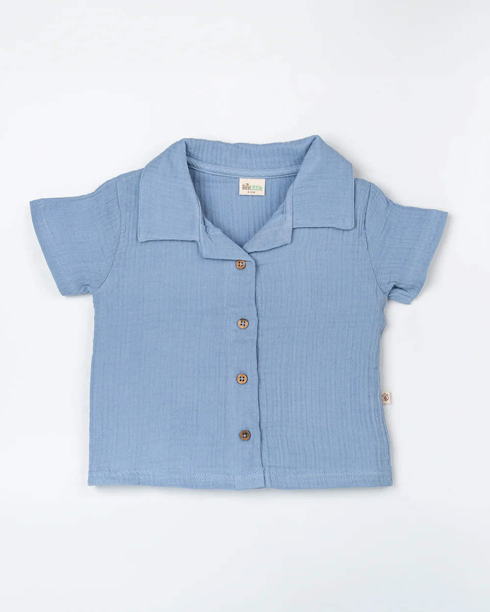 Beelittle Blue Coord Set-Solid-Organic Cotton-For Infants - Image 2