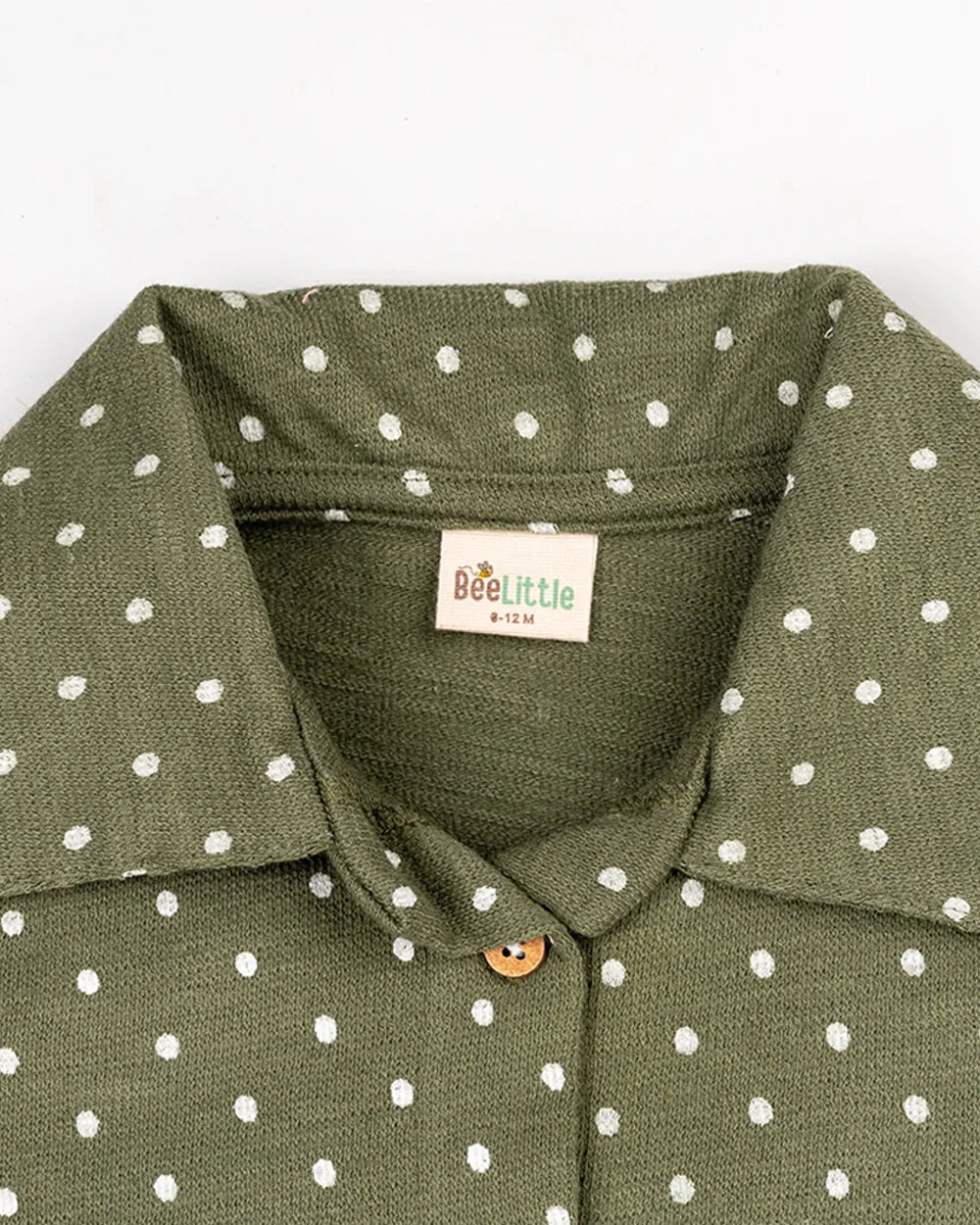 BeeLittle Green Coord Set-Olive Dots-Organic Cotton-For Infants - Image 3