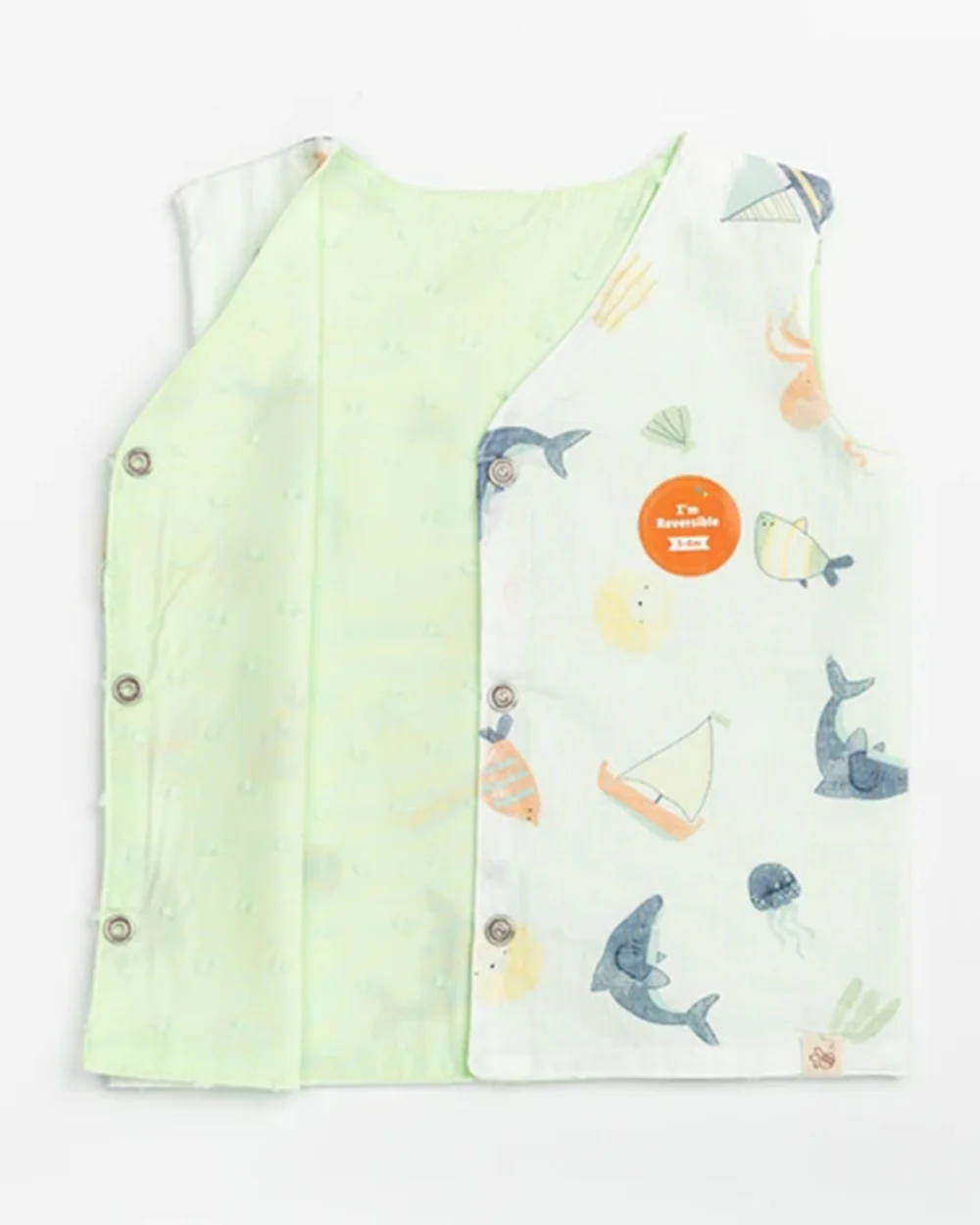 Beelittle Light Blue Jhablas-Organic Cotton-Dolphins-For Infants - Image 4