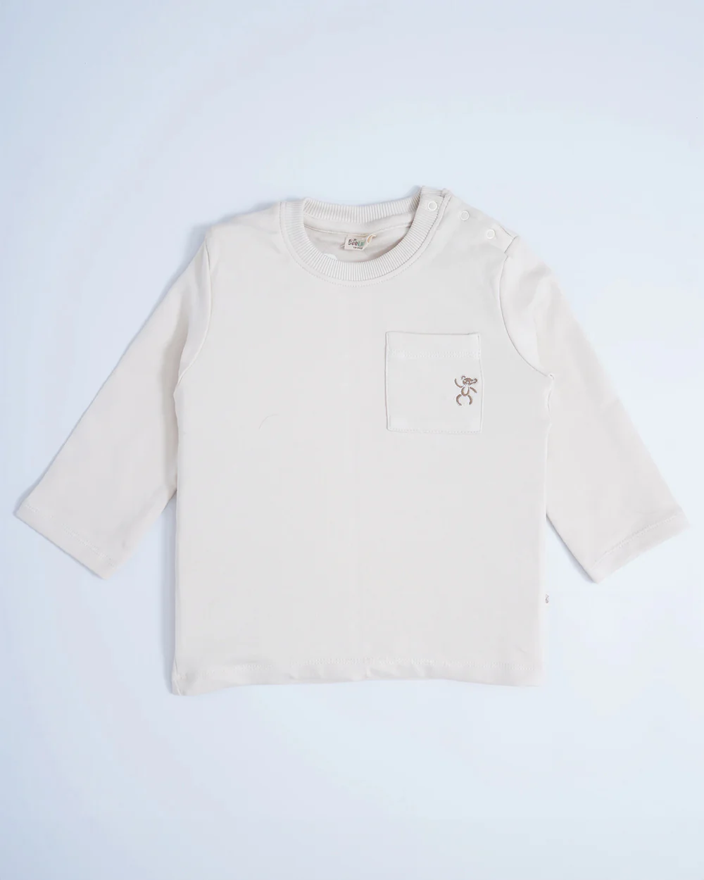 Beelittle Light Grey Full Sleeves T-shirt-Cotton-For Infants