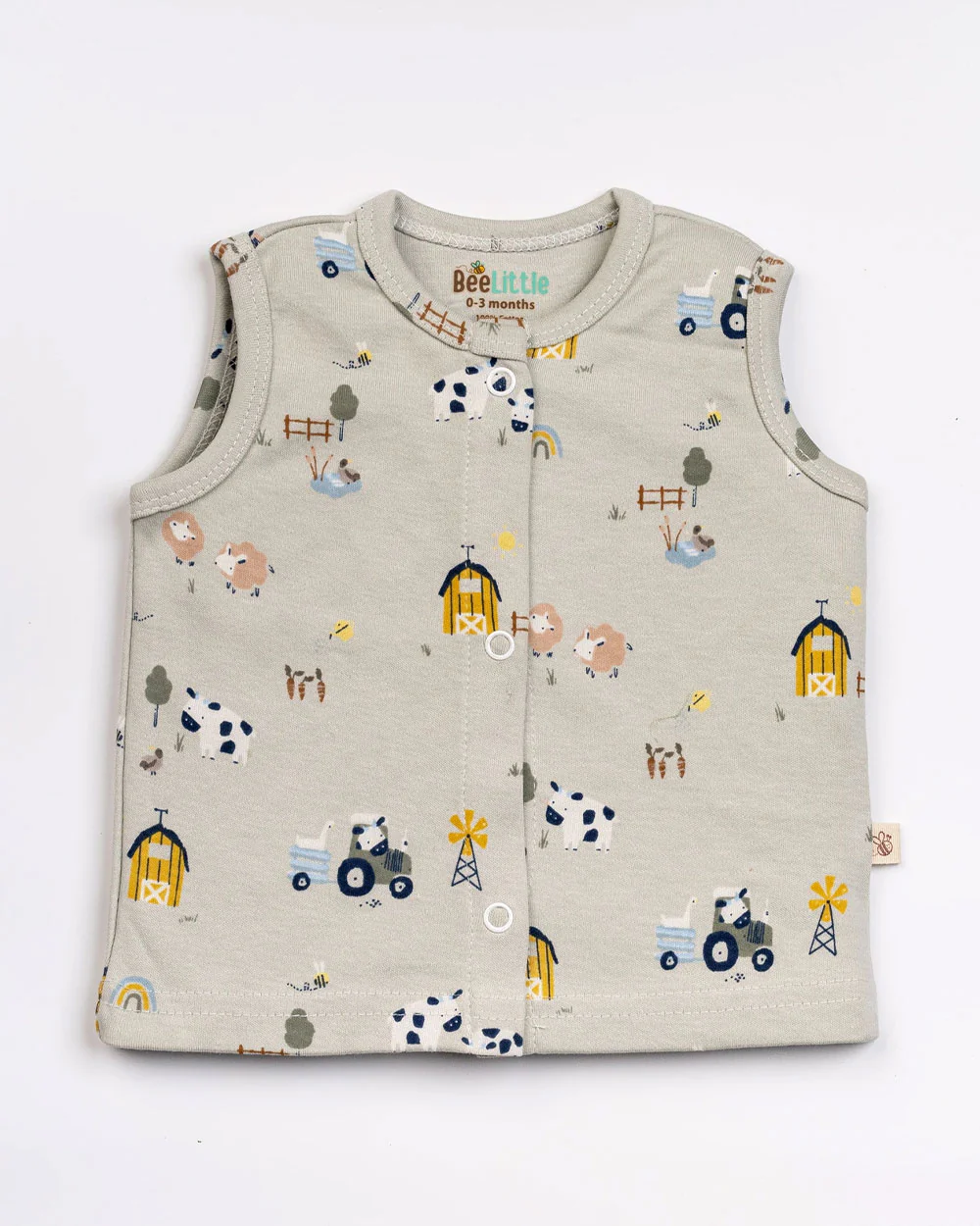 Beelittle Navy Blue & Grey Jhabla-Farmland-Cotton-Pack of 2-For Infants - Image 2