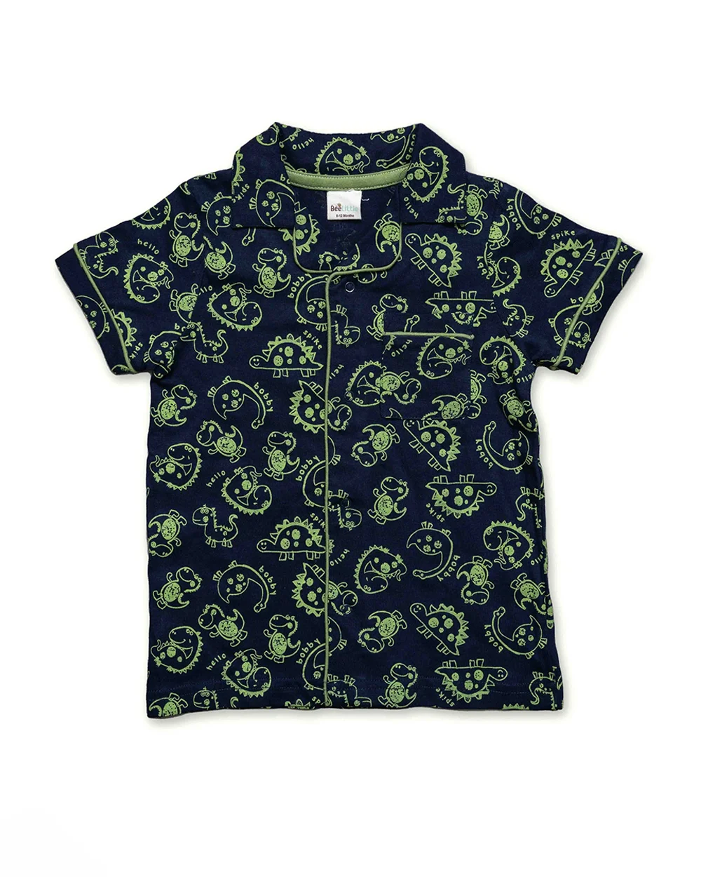 BeeLittle Navy Blue Nightsuit-Dino Mite-Cotton-For Infants - Image 3