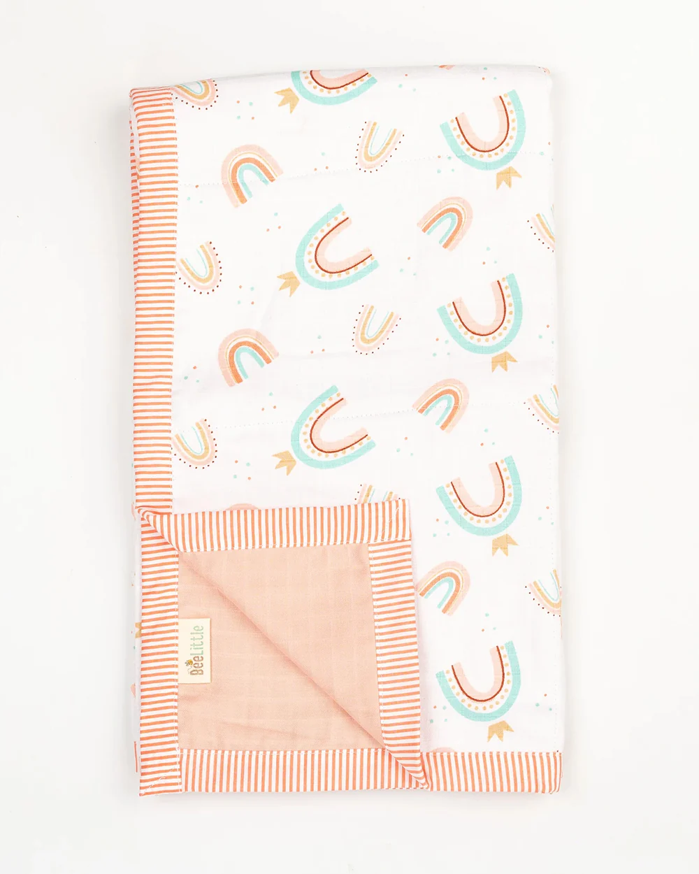 BeeLittle Peach Mania Reversible Muslin Baby Blanket-For Infants