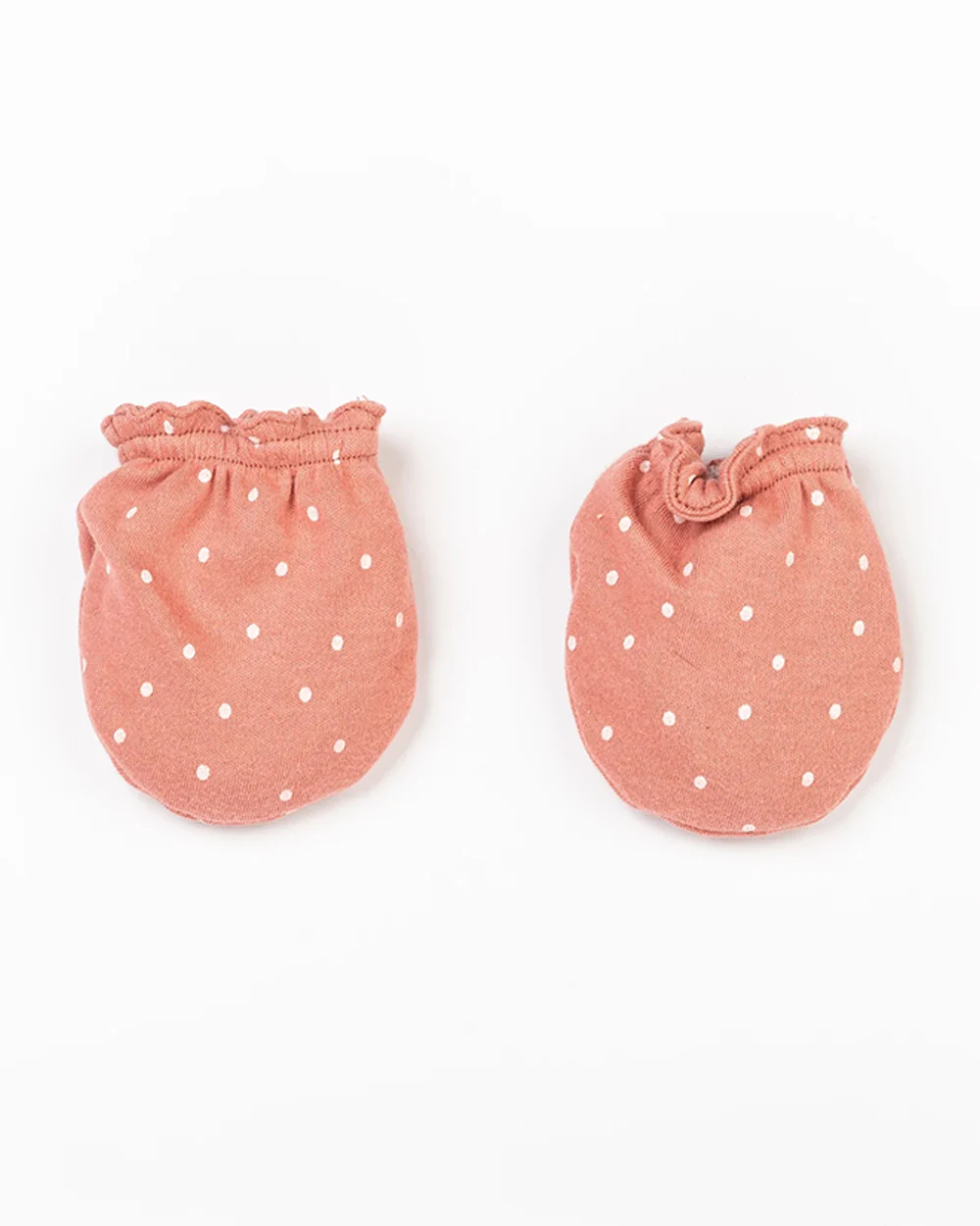 BeeLittle Peach Pink Mittens-Polka Dots-Cotton-For Infants