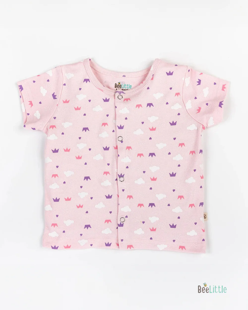 BeeLittle Pink Jhabla Set-Crown-Organic Cotton-For Infants - Image 2