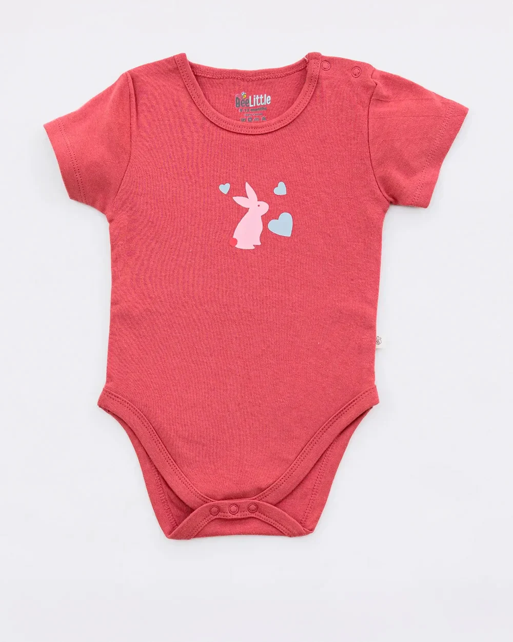 BeeLittle Pink & White Bodysuit-Bunny N Heart-Organic Cotton-Pack of 2-For Infants - Image 2