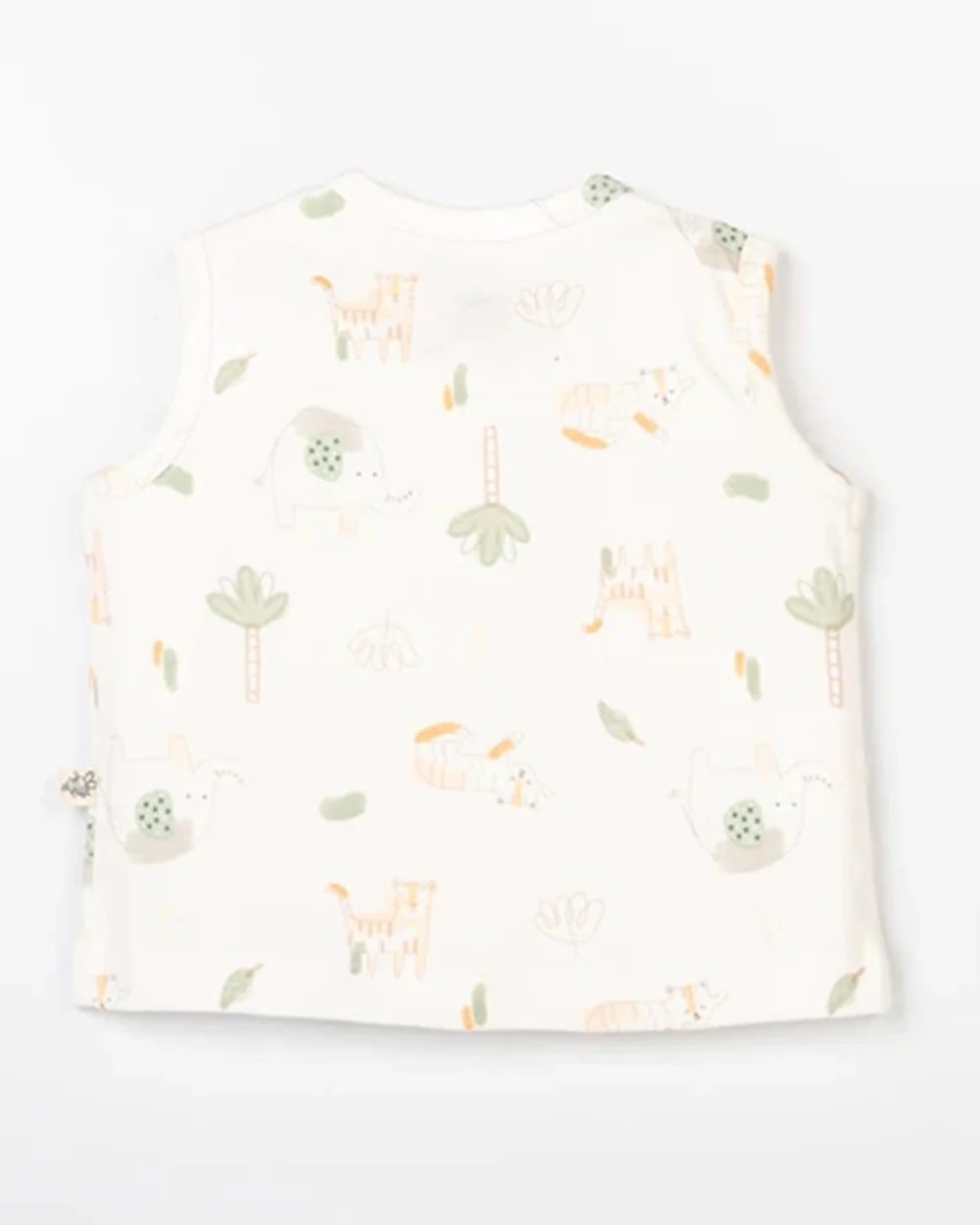 Beelittle Sage Green & Cream Jhablas-Cotton-Ele & Cat-Pack of 2-For Infants - Image 4