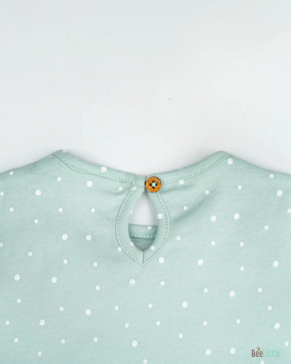 BeeLittle Sea Green Frock Dress-Polka Love-Organic Cotton-For Infants - Image 4
