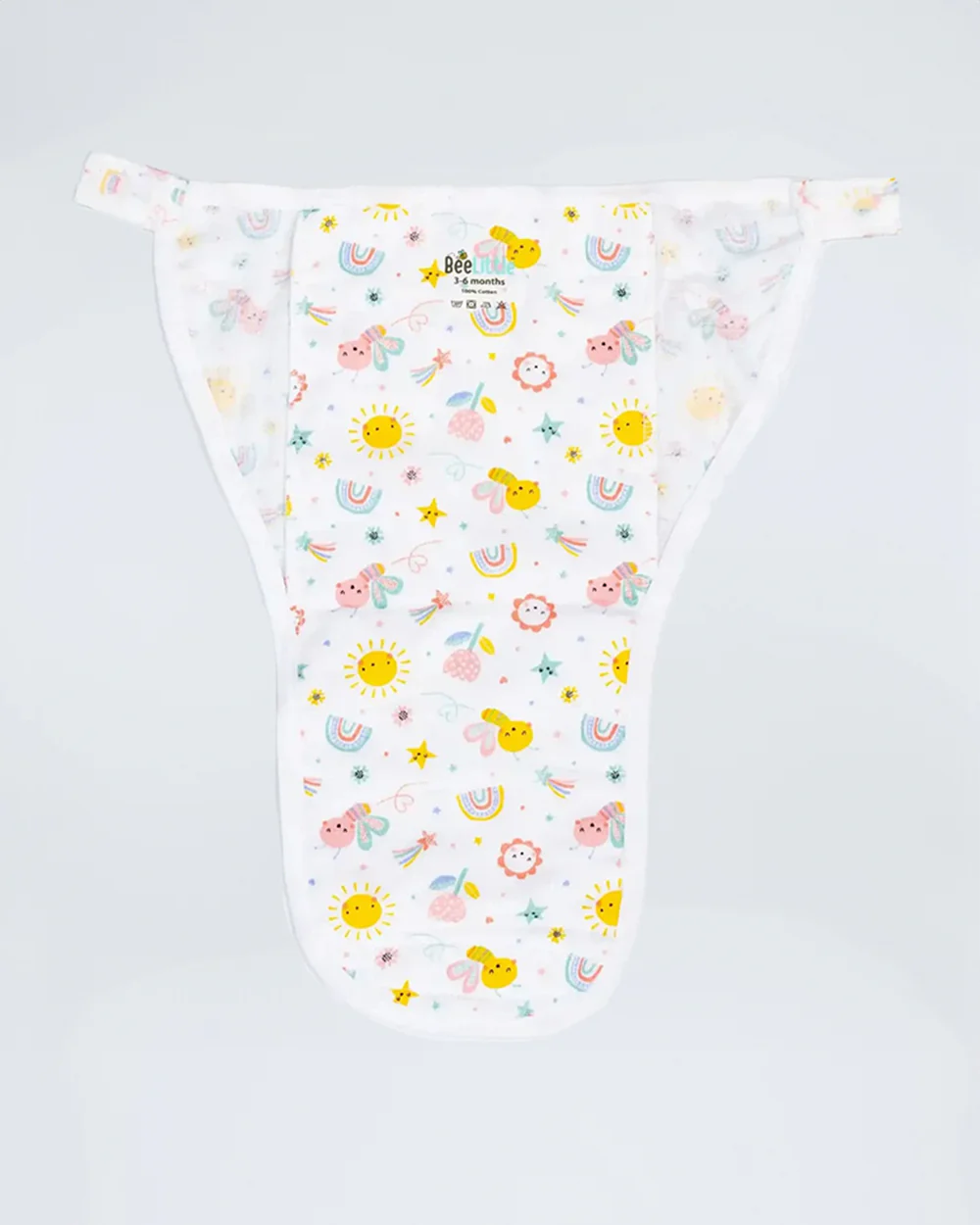 BeeLittle Spring Morning Velcro Nappy-Organic Cotton-Washable & Reusable-3 to 6M-Pack of 3 - Image 2
