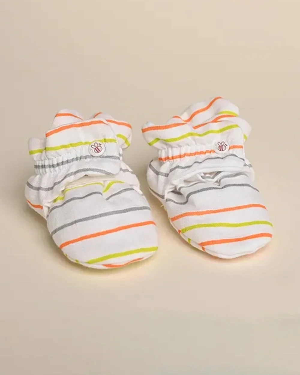 BeeLittle White Booties-Striped-Organic Cotton-For Infants
