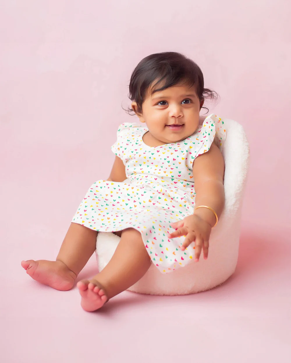 BeeLittle White Frock Dress-Colors of Love-Organic Cotton-For Infants - Image 2