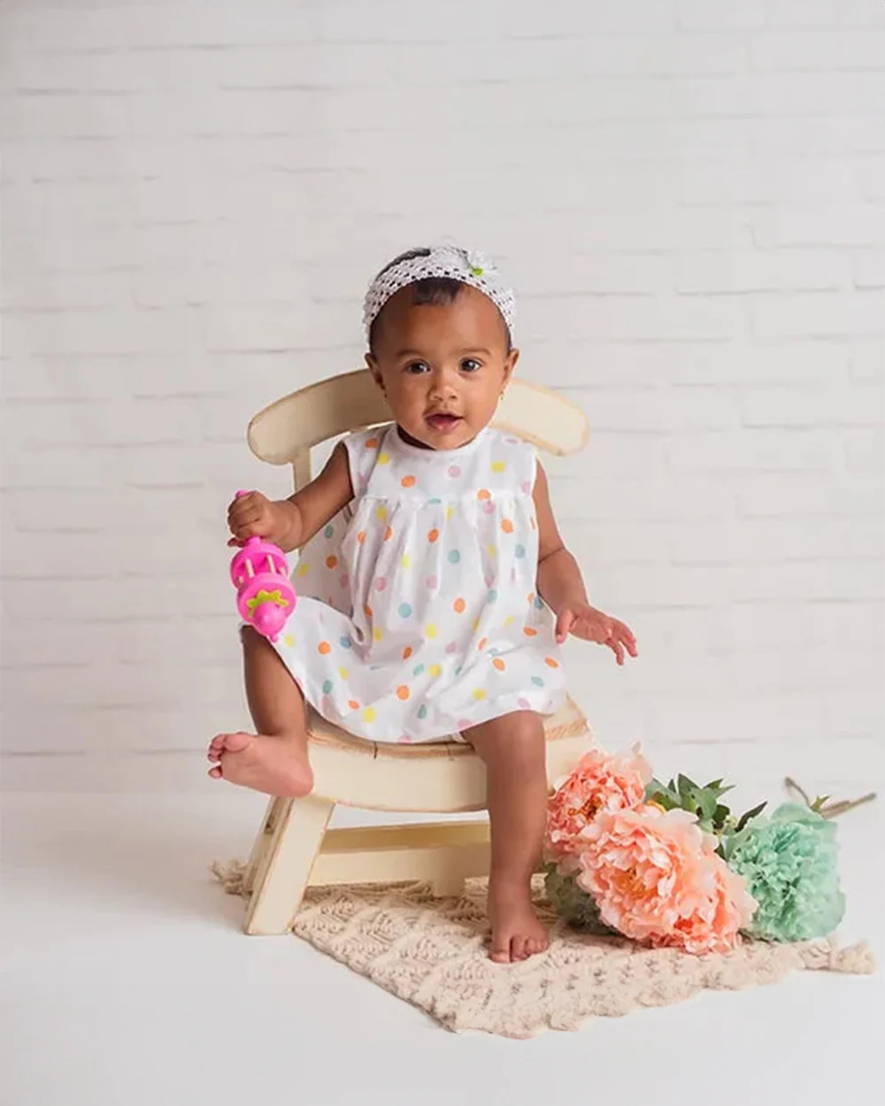 BeeLittle White Frock Dress-Notty Dotty-Organic Cotton-For Infants - Image 3