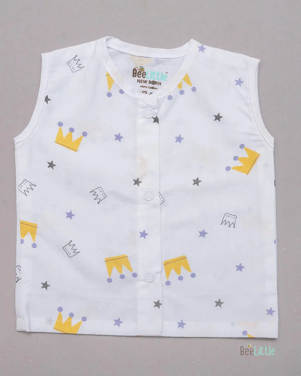 BeeLittle White Jhabla-Busy Bee-Organic Cotton-Pack of 2-For Infants - Image 3
