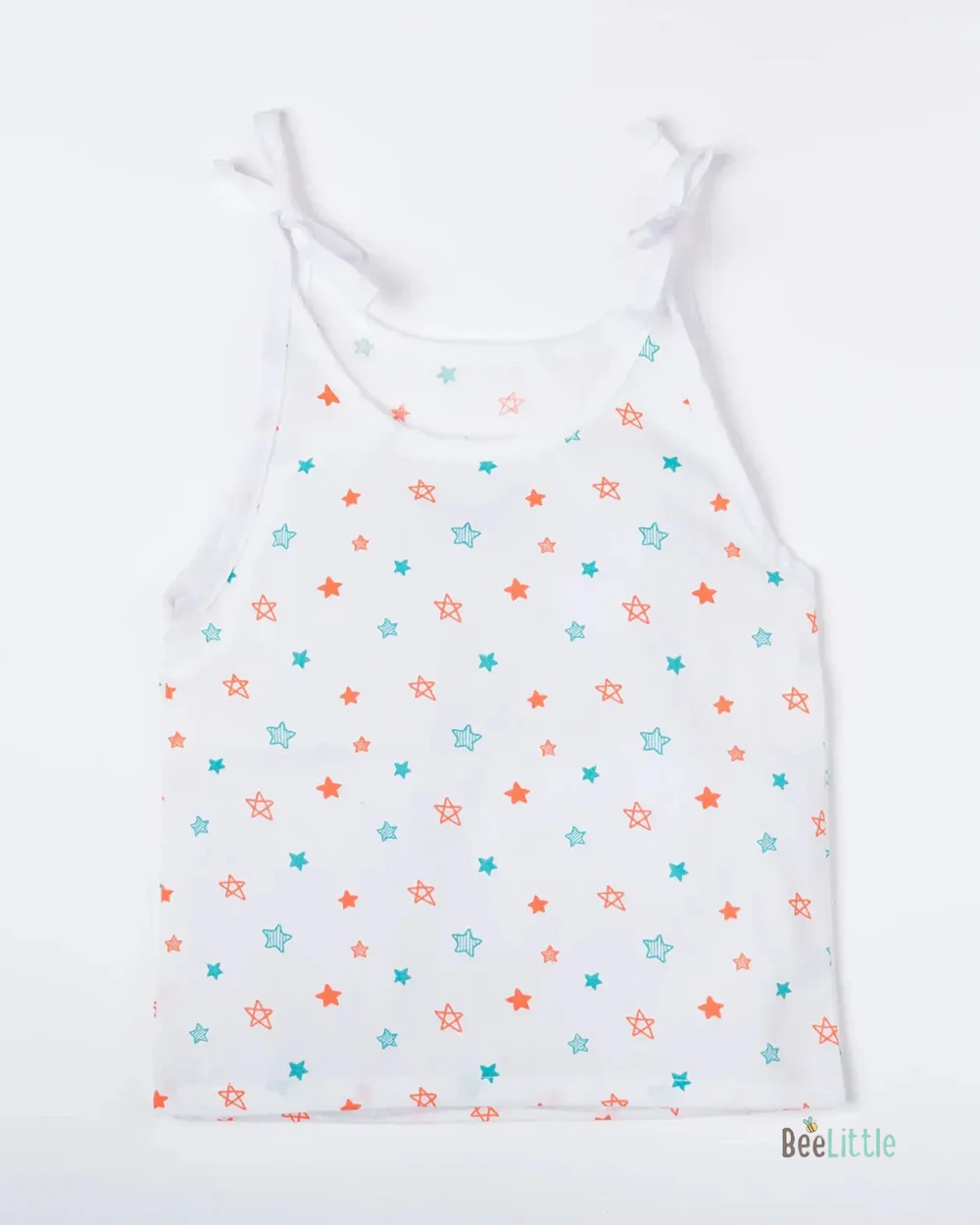 BeeLittle White Knot Vest-Sea-Organic Cotton-Pack of 2-For Infants - Image 3