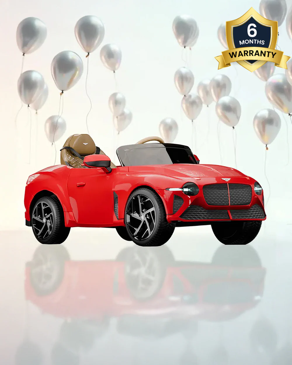 Bentley Bacalar Ride On Car-Battery Operated-3 Point Safety Belt-With Manual or Remote Option to Steer-Foot Accelerator-Tough Tires with Rear Suspension-Emotorad-For 3Y+ (Upto 30 Kg)-Red - Image 2