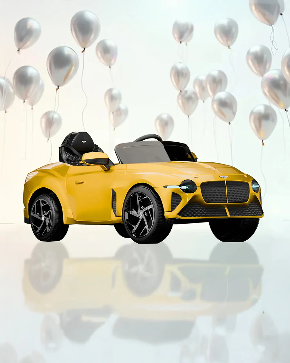 Bentley Bacalar Ride On Car-Battery Operated-3 Point Safety Belt-With Manual or Remote Option to Steer-Foot Accelerator-Tough Tires with Rear Suspension-Emotorad-For 3Y+ (Upto 30 Kg)-Yellow