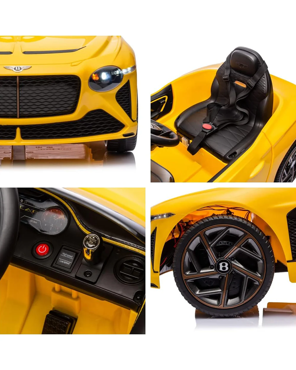 Bentley Bacalar Ride On Car-Battery Operated-3 Point Safety Belt-With Manual or Remote Option to Steer-Foot Accelerator-Tough Tires with Rear Suspension-Emotorad-For 3Y+ (Upto 30 Kg)-Yellow - Image 14
