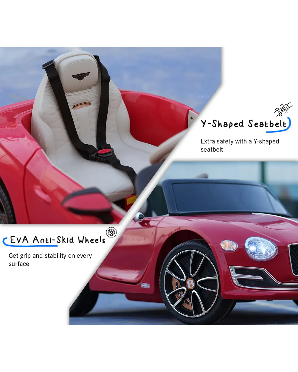 Bentley EXP 12 Speed 6e Ride On Car-Battery Operated-3 Point Safety Belt-With Manual or Remote Option to Steer-Tough Tires with Rear Suspension-Bold Gullwing Doors-Emotorad-For 3Y+ (Upto 30 Kg)-Red - Image 13