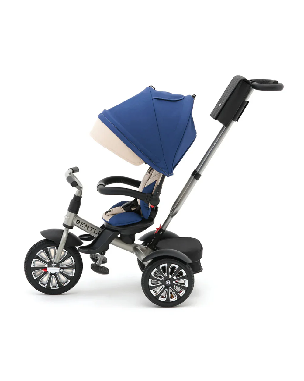 Bentley Mulliner 6 in 1 Trike Stroller-Continental GT Mulliner Style Replica Wheels-Cross Stiched & Cushioned Seats-With Bentley Badge & Anti Slip Pedals-For 6M to 5Y (Upto 25 Kg)-Cool Stone - Image 7