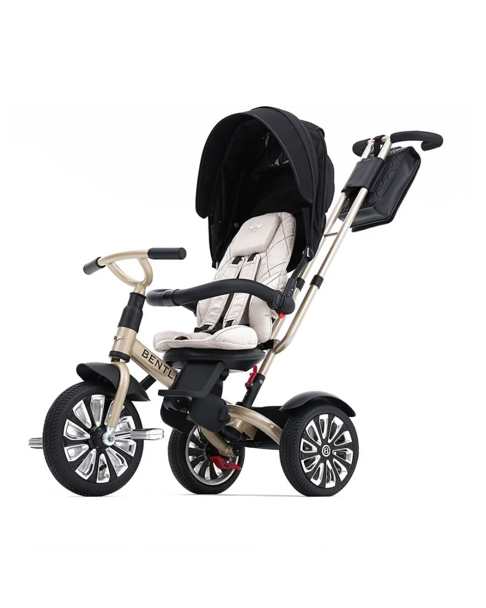 Bentley Mulliner 6 in 1 Trike Stroller-Continental GT Mulliner Style Replica Wheels-Cross Stiched & Cushioned Seats-With Bentley Badge & Anti Slip Pedals-For 6M to 5Y (Upto 25 Kg)-Gold - Image 5