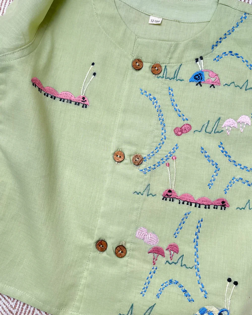 Bhaakur Mint Grasshoper's Day Out Top & Shorts Set-100% GOTS Certified Cotton-Short Sleeves-For Infants - Image 4