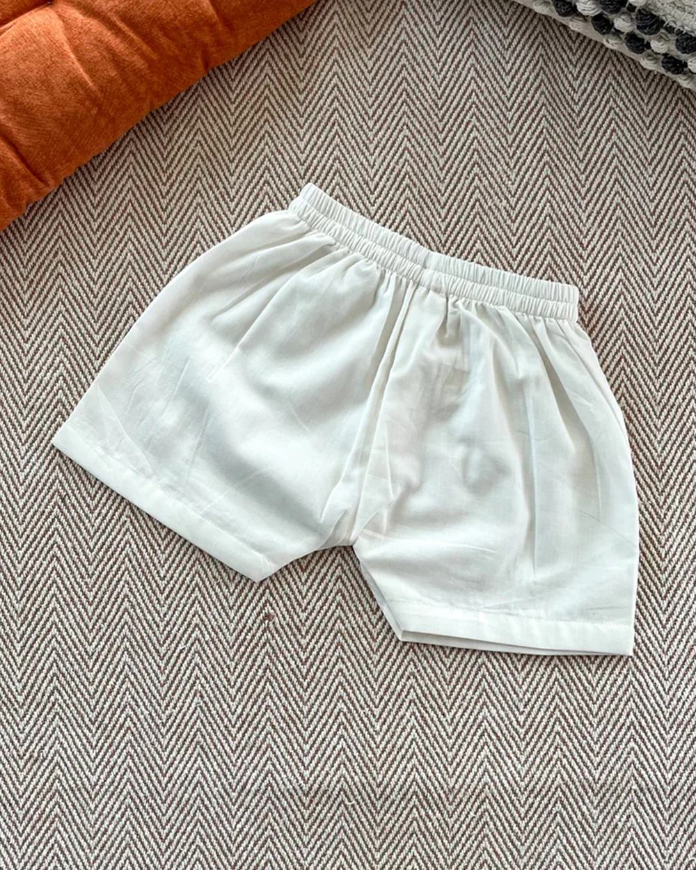 Bhaakur White Alpacas Angrakha Top & Shorts Set-100% GOTS Certified Cotton-Short Sleeves-For Infants - Image 3