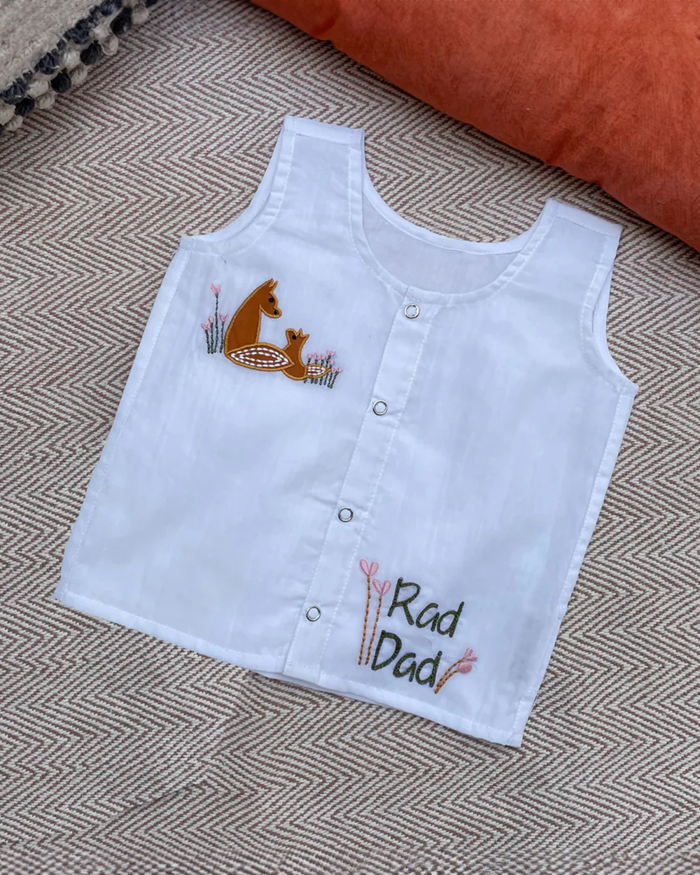 Bhaakur White Fox Top & Shorts Set-100% GOTS Certified Cotton-Sleeveless-For Infants - Image 3