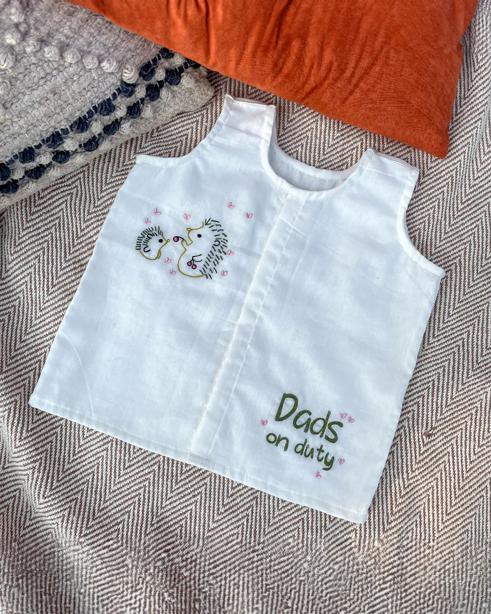 Bhaakur White Printed Jhablas-100% GOTS Certified Cotton-Sleeveless-Pack of 5-For Infants - Image 3