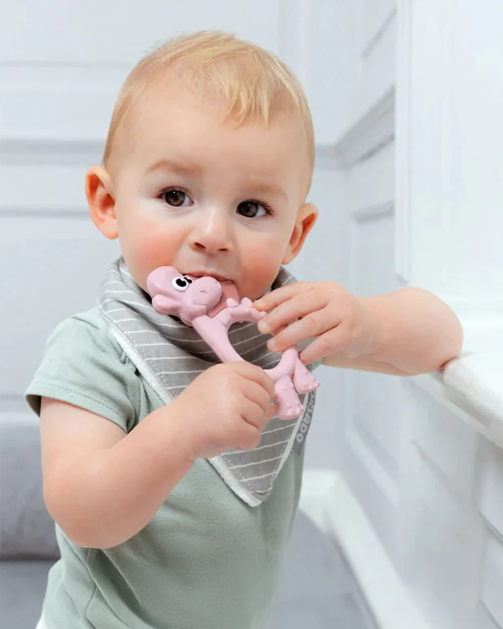 Bibado Dotty the Dinosaur-Silicone-Multi Sensory Teether-Blush-3m+ - Image 2