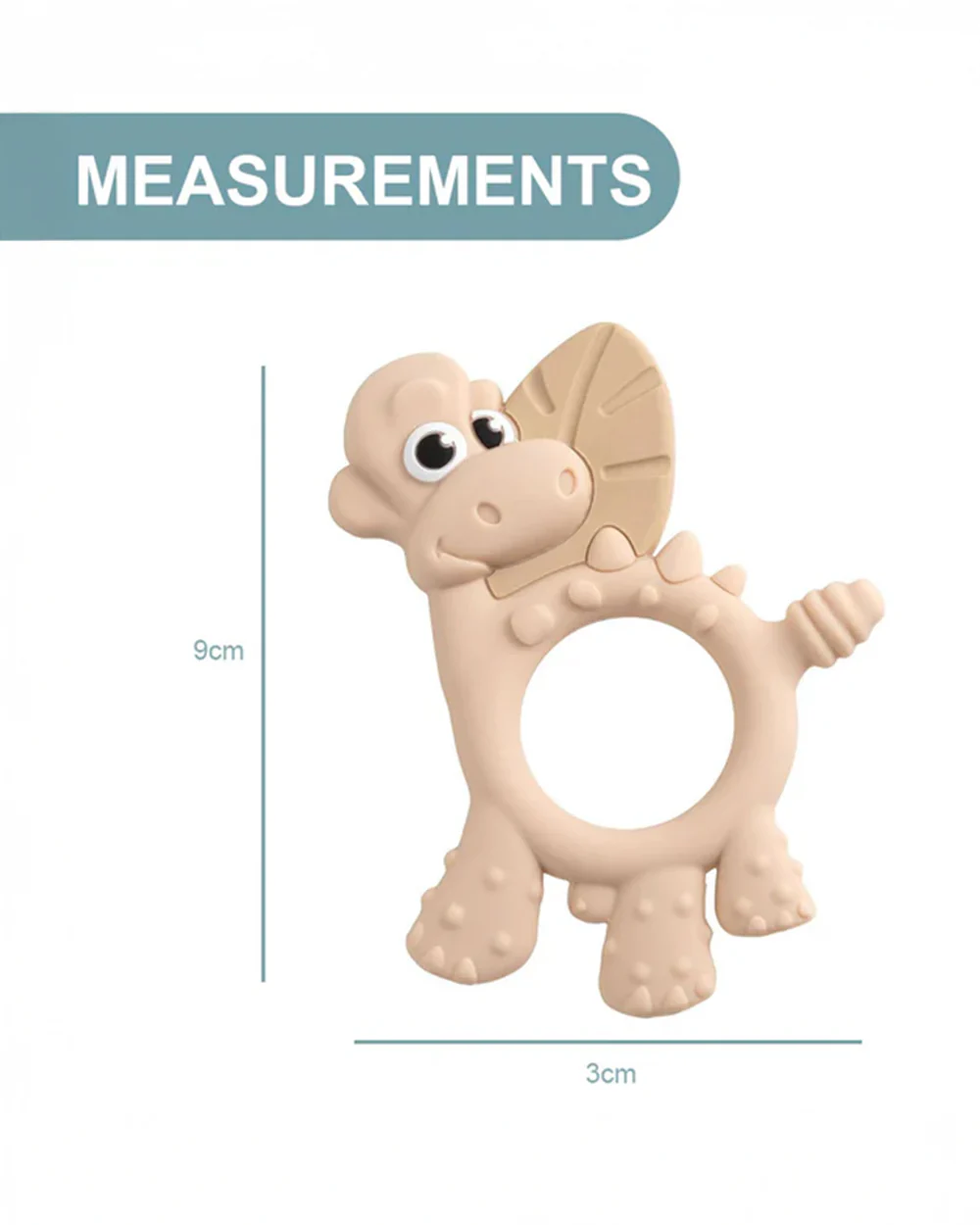 Bibado Dotty the Dinosaur-Silicone-Multi Sensory Teether-Fawn-3m+ - Image 4