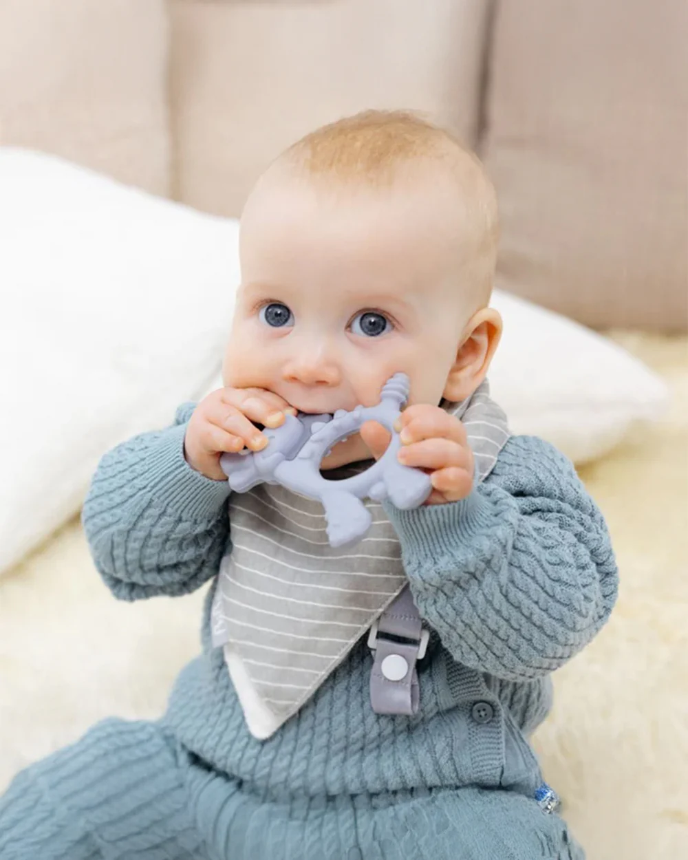 Bibado Dotty the Dinosaur-Silicone-Multi Sensory Teether-Mist-3m+ - Image 2