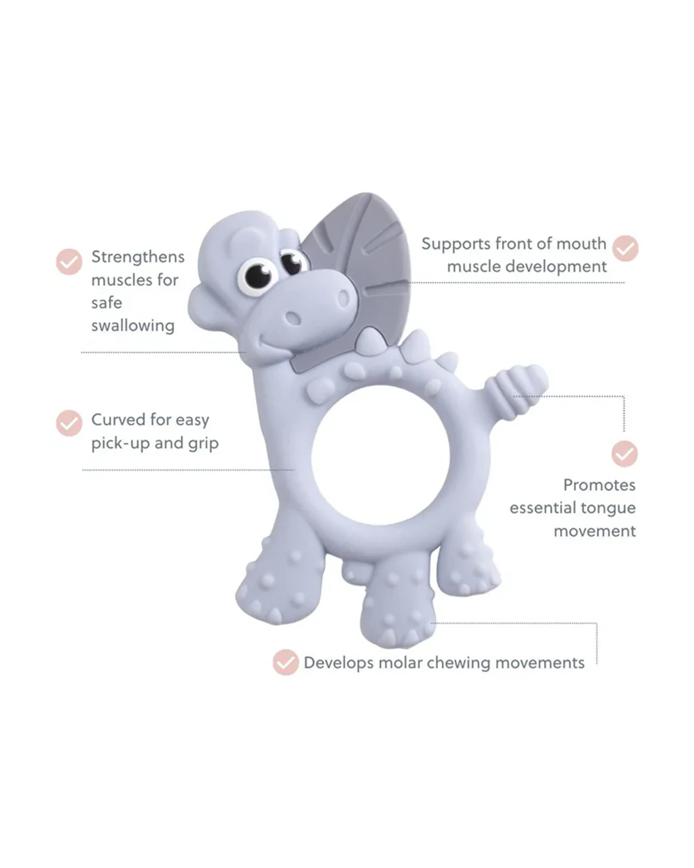 Bibado Dotty the Dinosaur-Silicone-Multi Sensory Teether-Mist-3m+ - Image 3