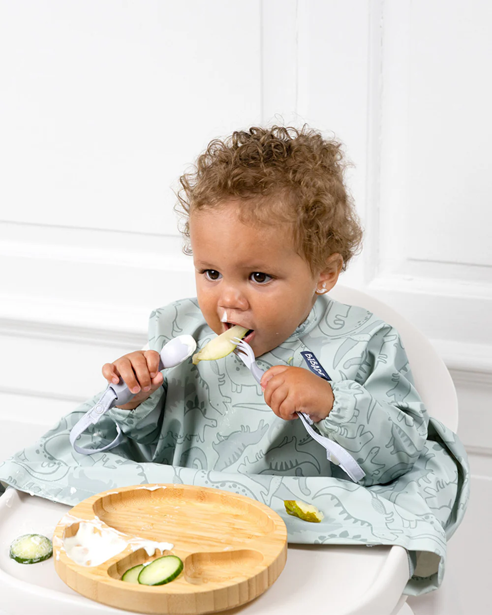 Bibado Handi Cutlery-Attachable Weaning Spoon & Fork Set-Dino Roar Mist-For Infants - Image 7