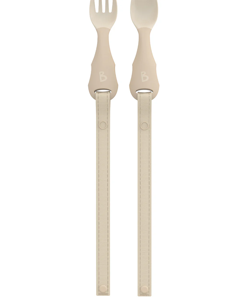 Bibado Handi Cutlery-Attachable Weaning Spoon & Fork Set-Serengeti Spaghetti Fawn-For Infants - Image 3