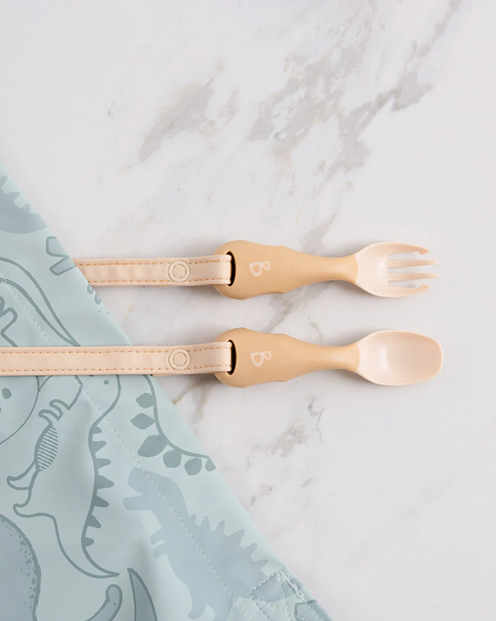 Bibado Handi Cutlery-Attachable Weaning Spoon & Fork Set-Serengeti Spaghetti Fawn-For Infants - Image 9