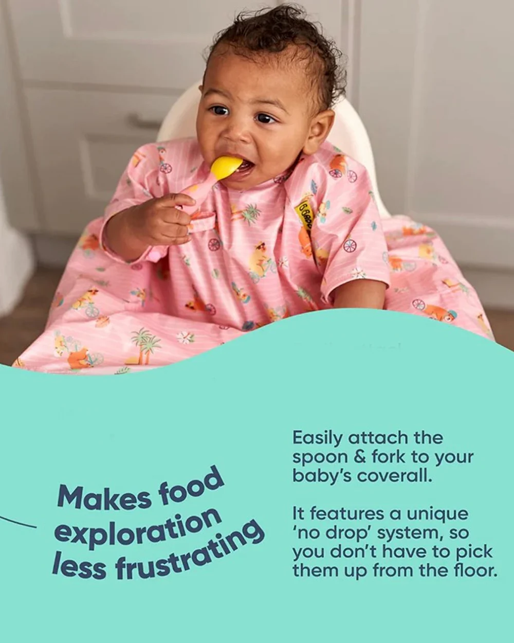 Bibado Handi Cutlery-Attachable Weaning Spoon & Fork Set-Teddy Bear Pink-For Infants - Image 4