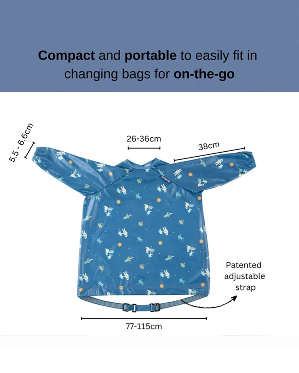 Bibado Long Sleeve Coverall Weaning Bib-Astro Adventure-Adjustable Straps-For Infants - Image 6