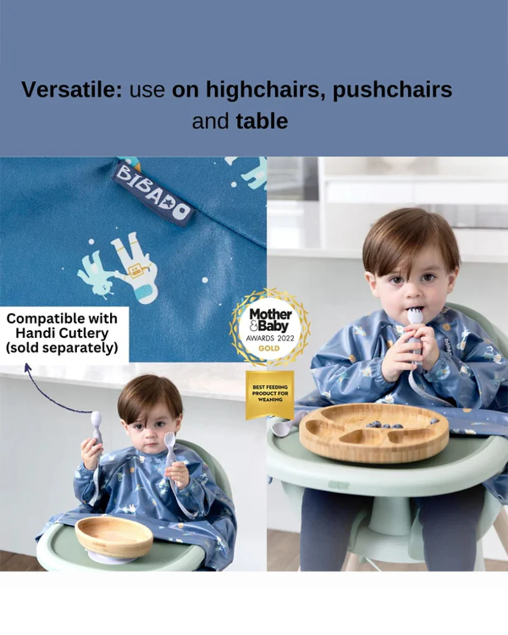 Bibado Long Sleeve Coverall Weaning Bib-Astro Adventure-Adjustable Straps-For Infants - Image 7