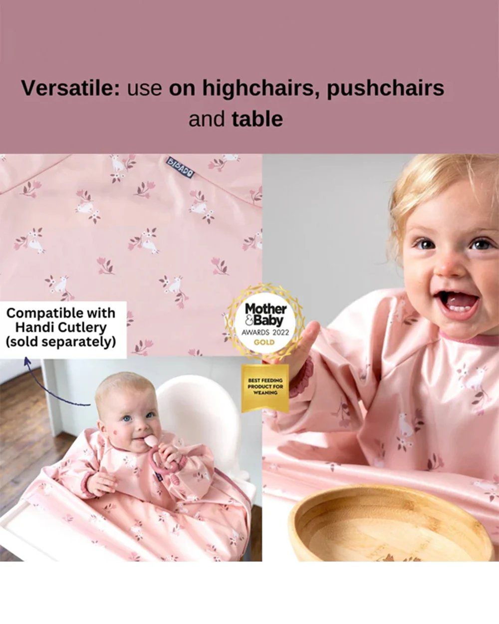 Bibado Long Sleeve Coverall Weaning Bib-Curious Cottontails-Adjustable Straps-For Infants - Image 7