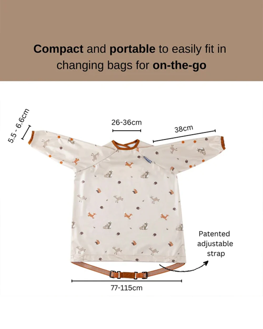 Bibado Long Sleeve Coverall Weaning Bib-Forest Friends-Adjustable Straps-For Infants - Image 6