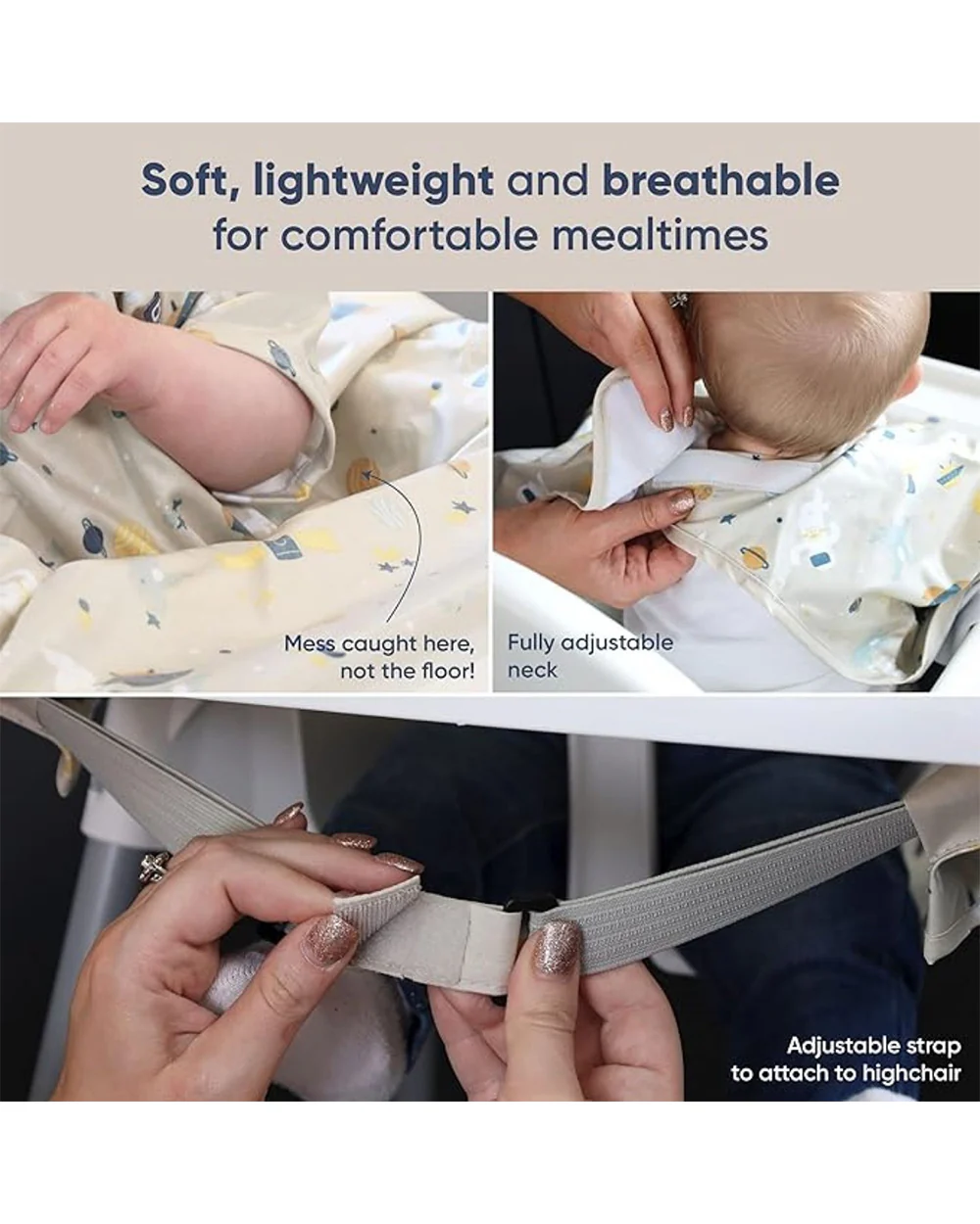 Bibado Short Sleeve Coverall Weaning Bib-Cosmic Companion-Adjustable Straps-For Infants - Image 10