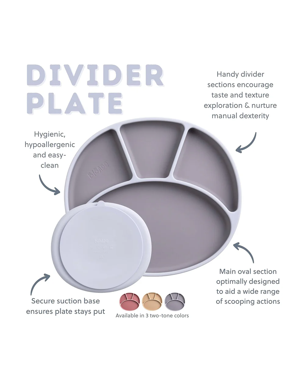 Bibado Silicone Divider Plate-Mist-With Suction Foot-Medical Grade-For Feeding Infants - Image 4